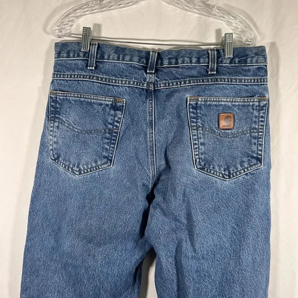 Carhartt Jeans Men's 36x34 Light Wash Blue Denim Pockets 100% Cotton - Picture 8 of 10